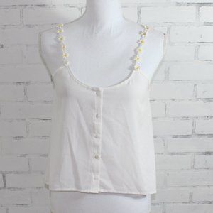 White Flowy Top With Flower Straps